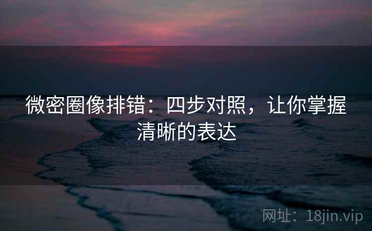 微密圈像排错:四步对照,让你掌握清晰的表达 第1张 微密圈像排错:四步对照,让你掌握清晰的表达 第1张